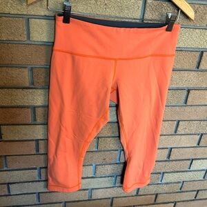 Lululemon Orange Gray Reversible Capri Crop Leggings Yoga Pants Women's